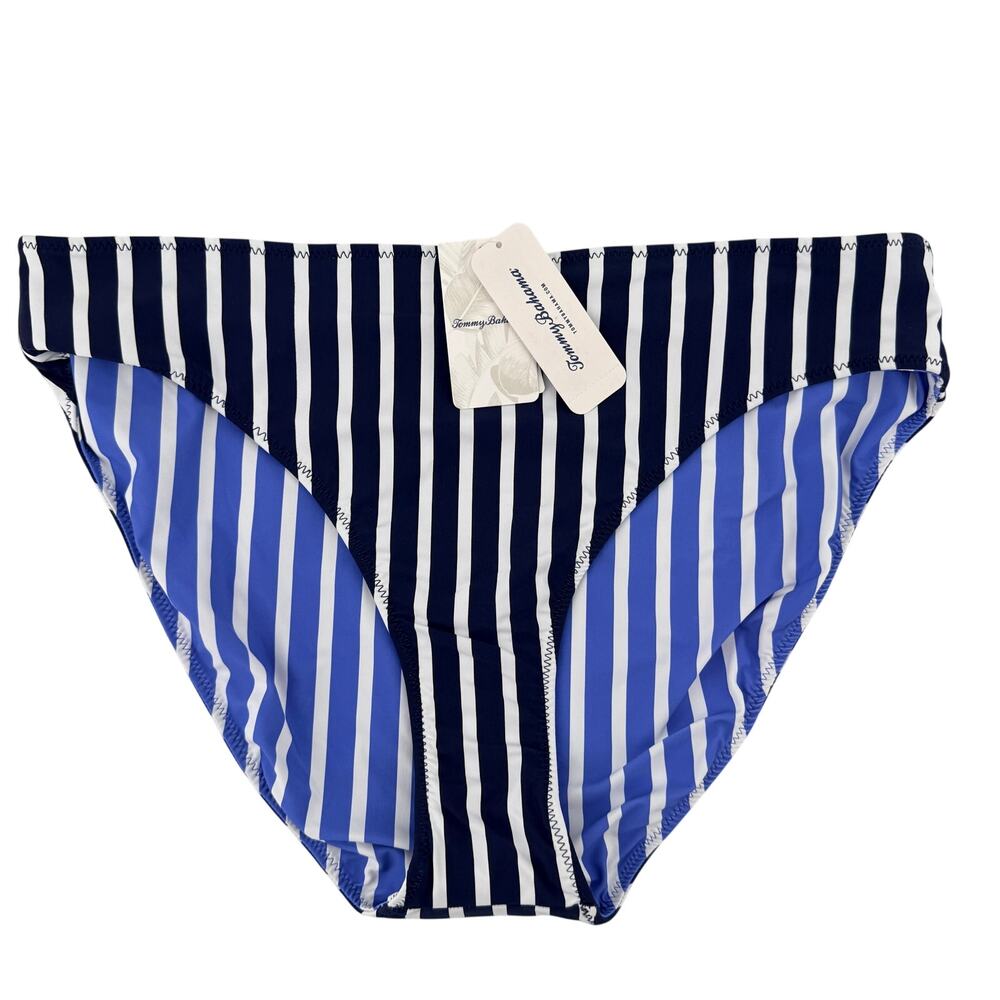 Tommy Bahama Coastline Stripe Reversible Bikini Bottoms Sz XL Blue High Rise